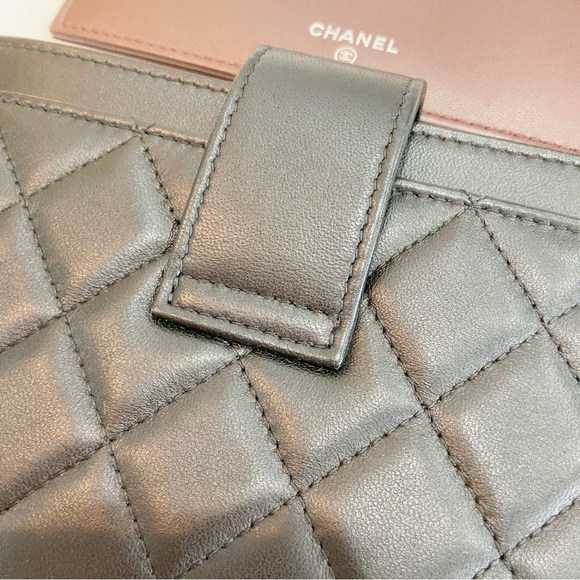 ❤️Beautiful 💎 Authentic Chanel Classic Black Lambskin 2 Set Pouch Long Wallet - Picture 12 of 16